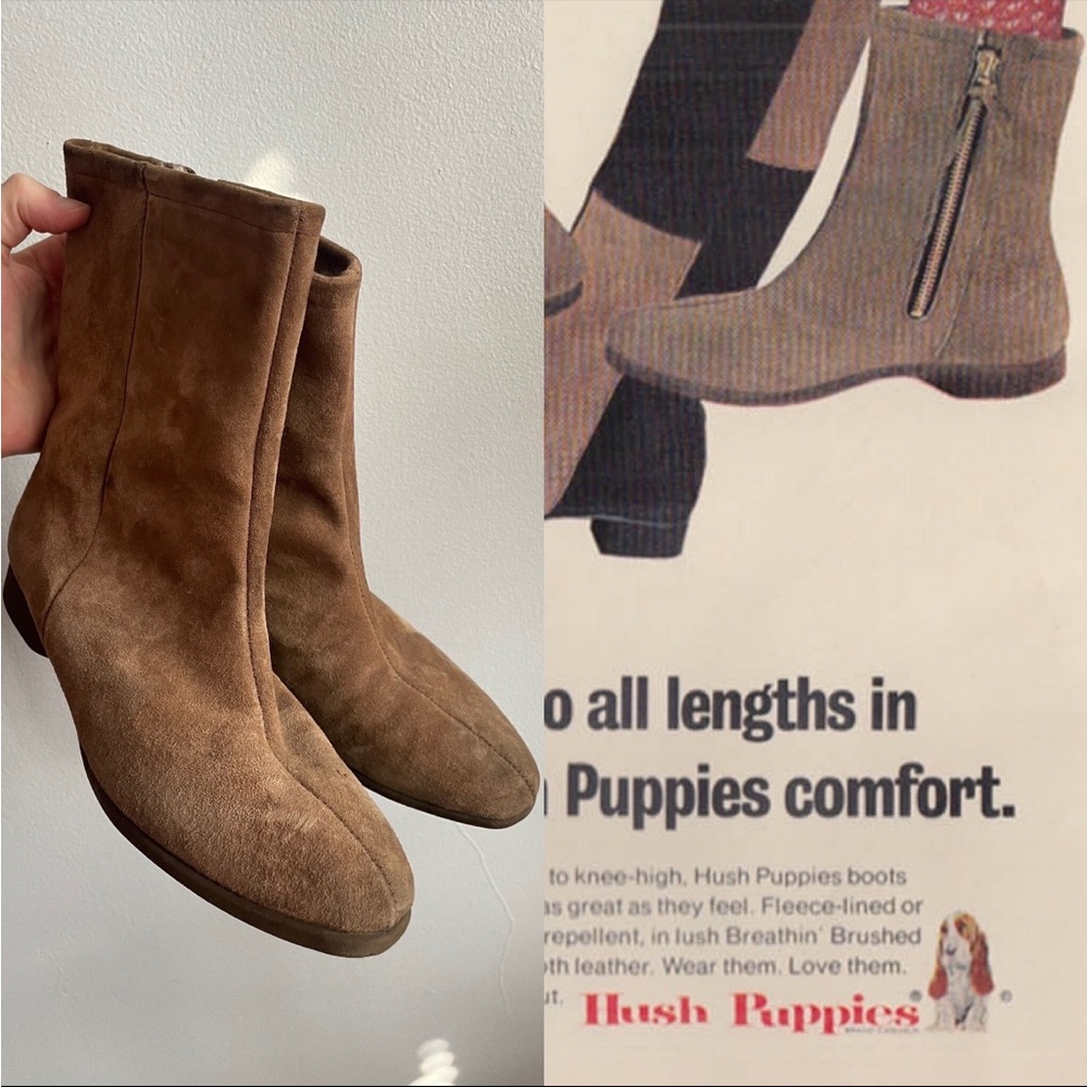Hush Puppies Brushed Pigskin Boot with Faux Shearling Lining Sz 9/ 9.5